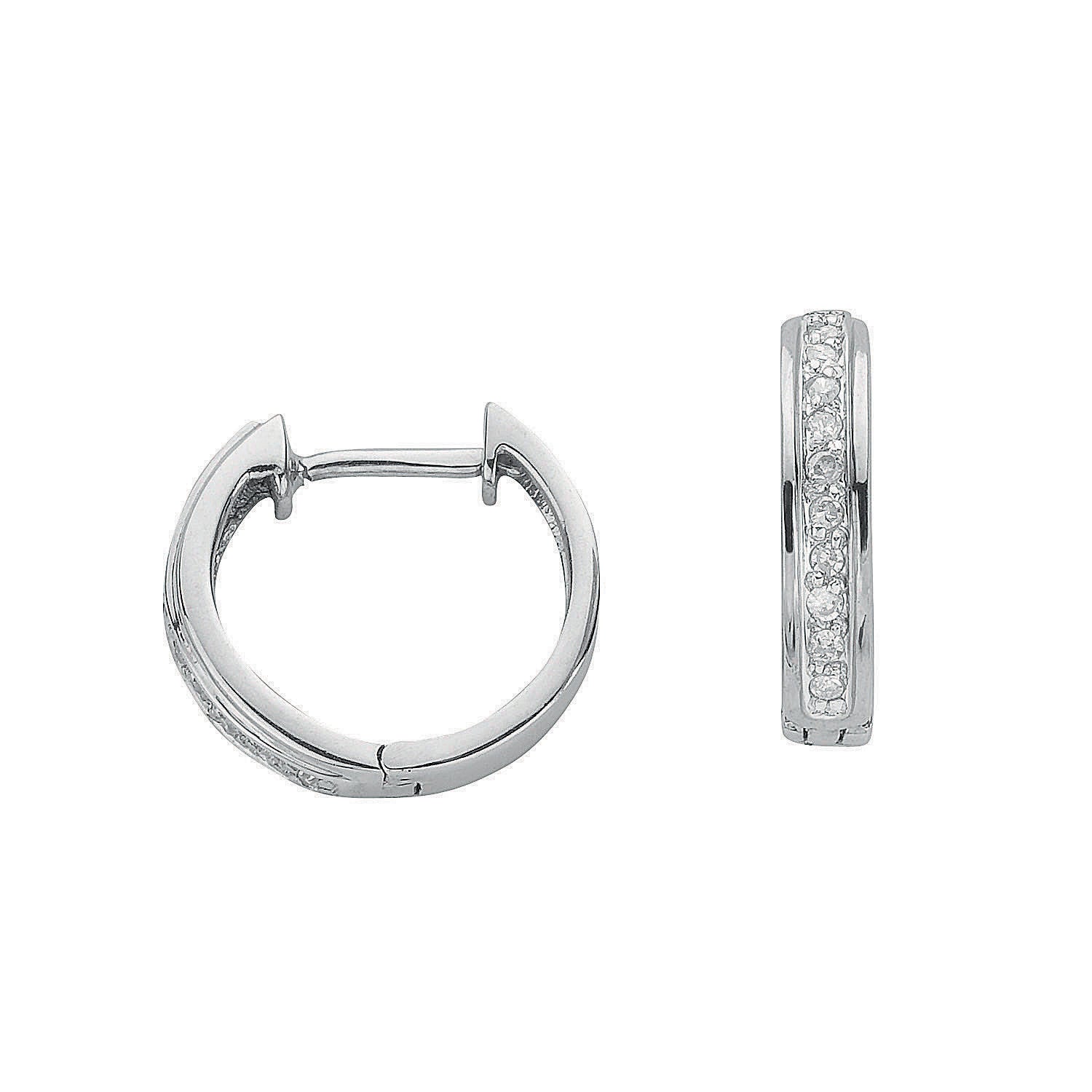 9ct White Gold 0.10ct Diamond Earrings - 9ct Gold