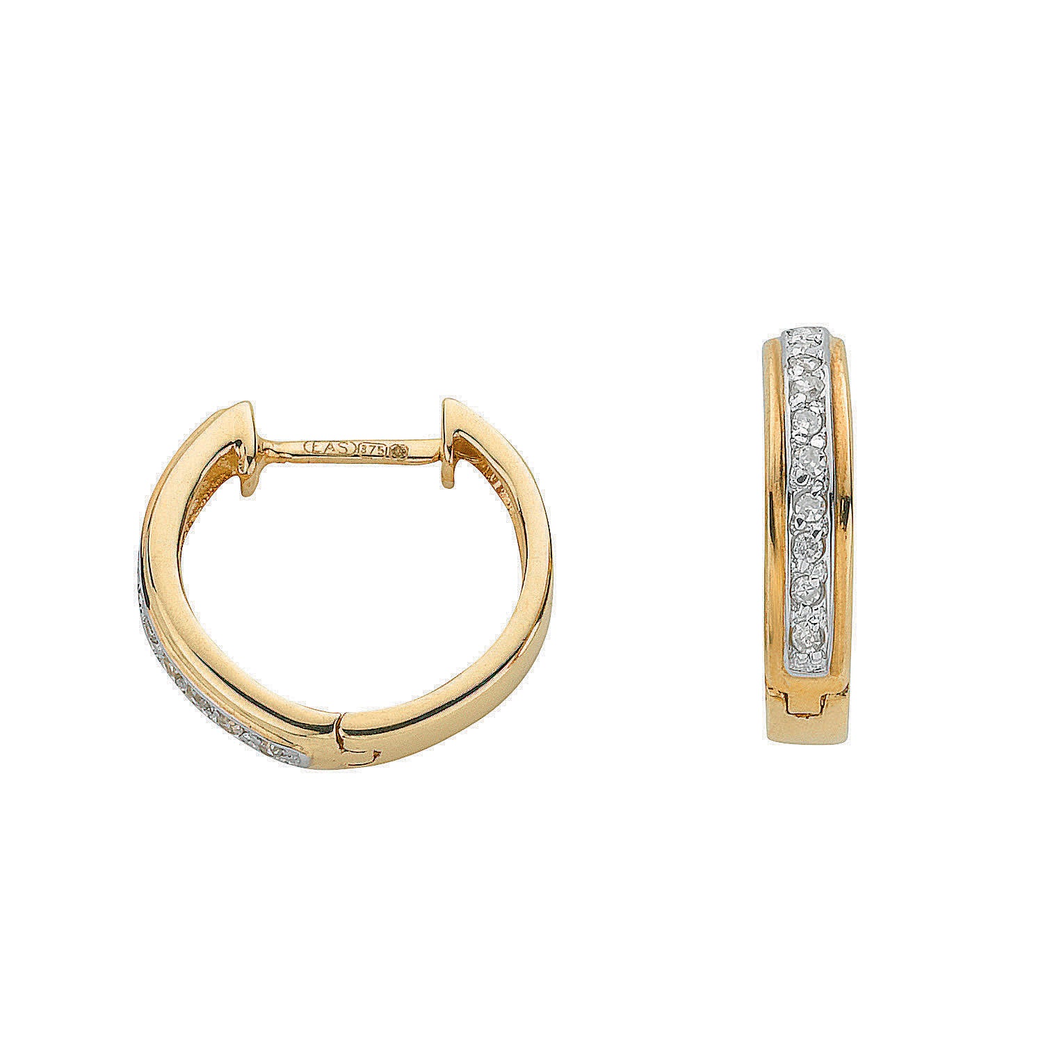 9ct Yellow Gold 0.10ct Diamond Earrings - 9ct Gold