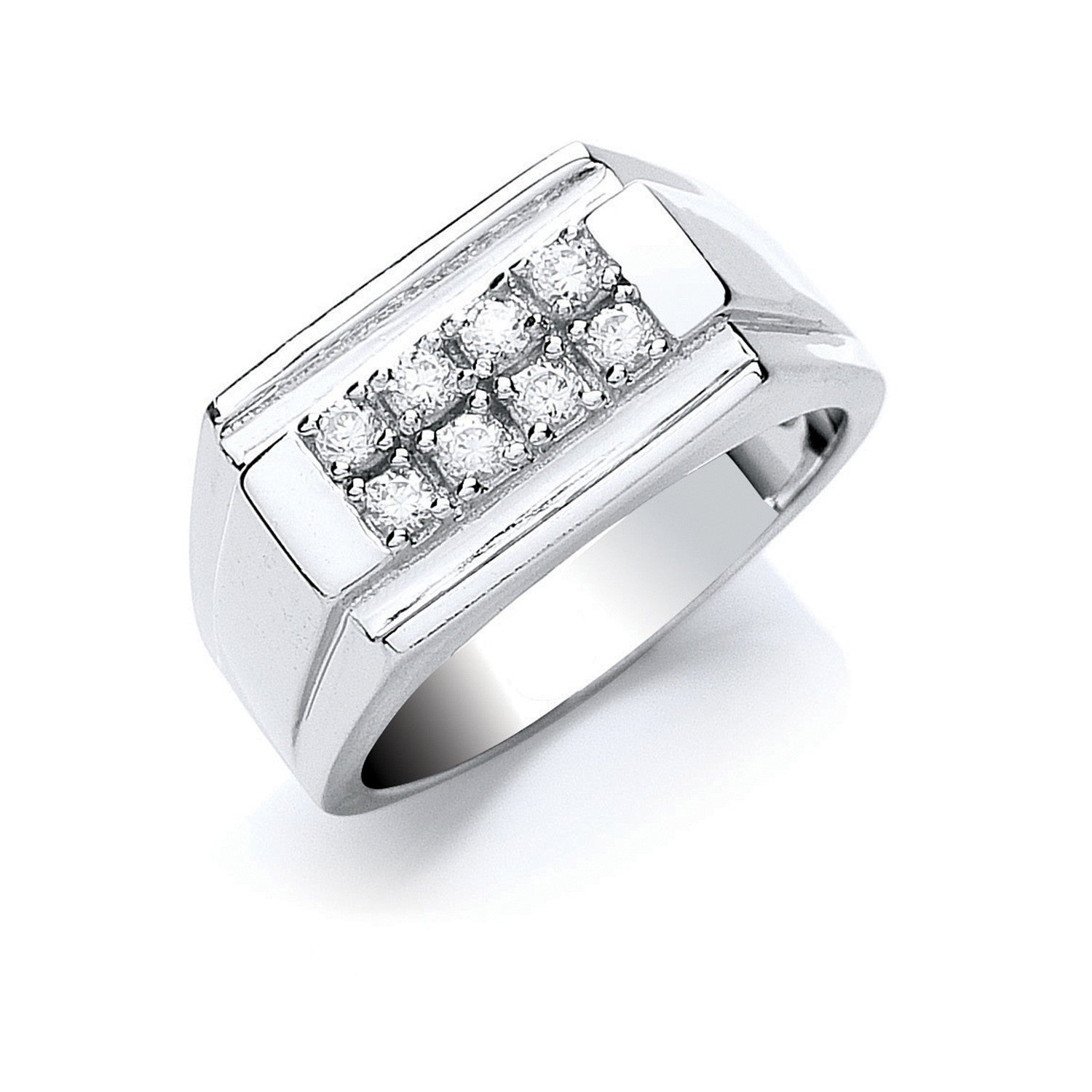 Silver Gents Cubic Zirconia Ring - Silver