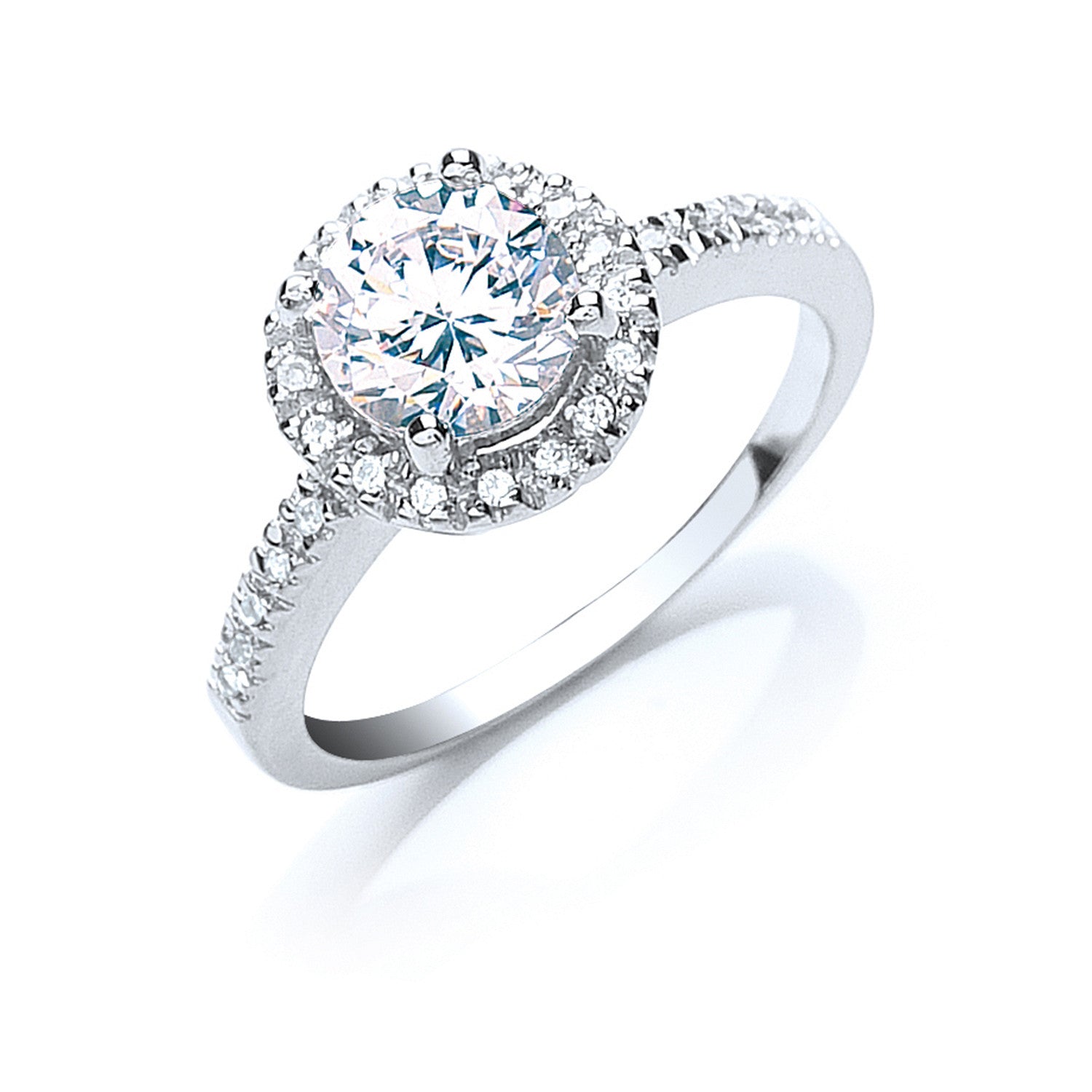 Silver Claw Set Cubic Zirconia Solitaire Ring