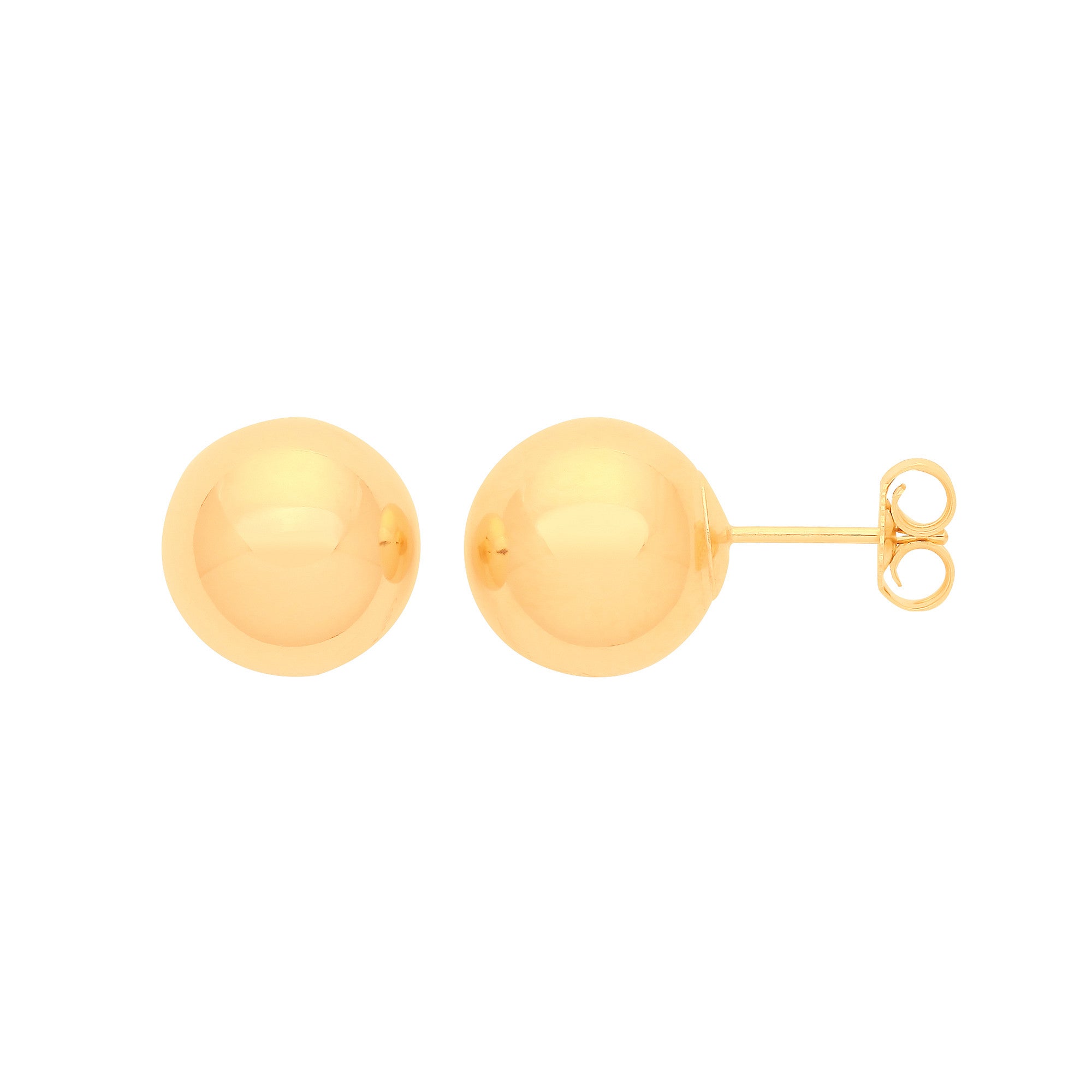 9ct Yellow Gold 10mm Ball Studs - 9ct Gold