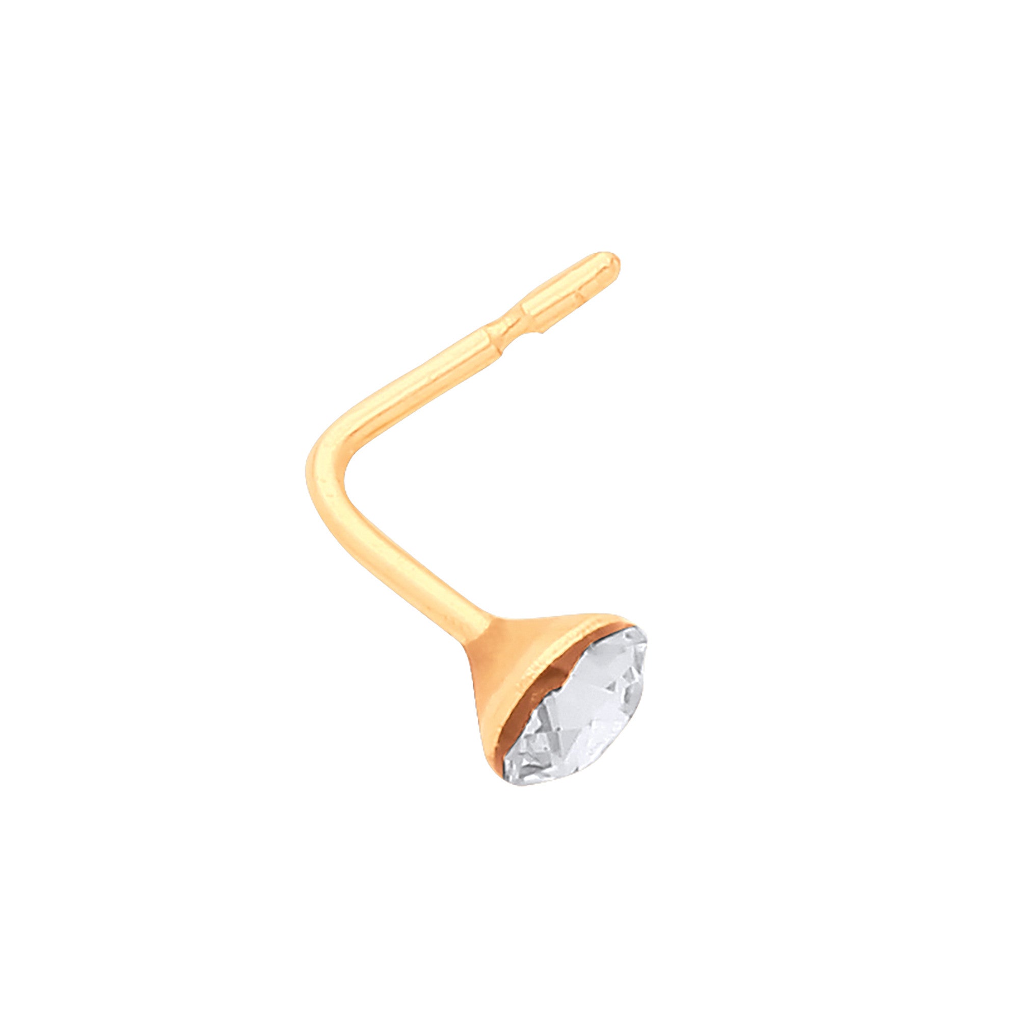 Yellow Gold White Cubic Zirconia Nose 3mm Stud