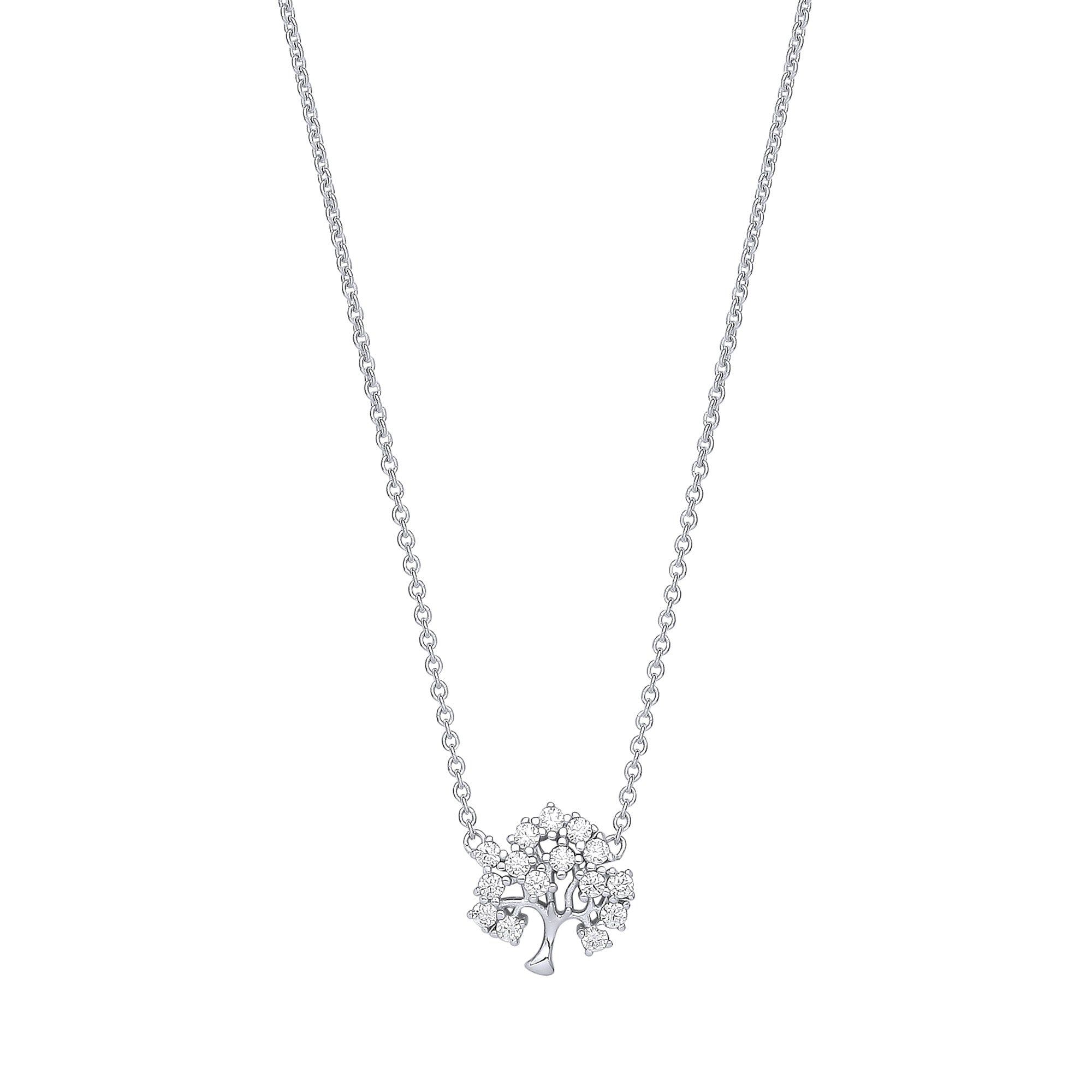 Silver Tree of Life Pendant 16" - Silver