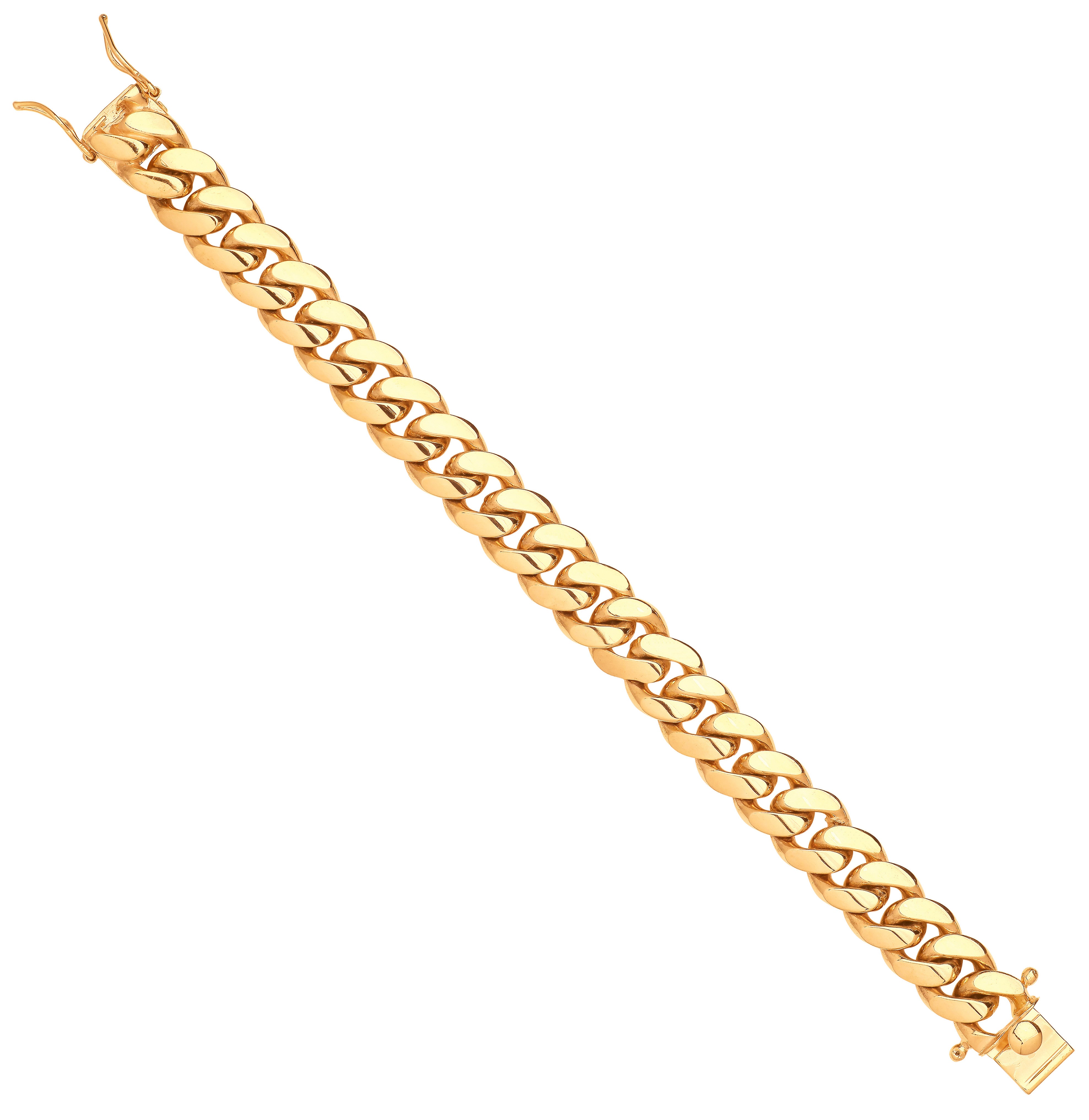 Yellow Gold 14mm Cuban Link Solid Gents Bracelet - 9ct Gold