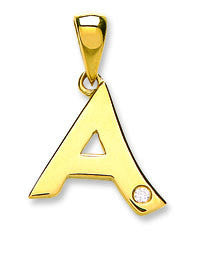 9ct Yellow Gold 0.01ct Diamond A Initial - 9ct Gold
