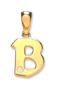 9ct Yellow Gold 0.01ct Diamond B Initial - 9ct Gold