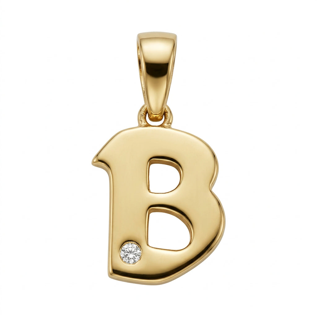 9ct Yellow Gold 0.01ct Diamond B Initial
