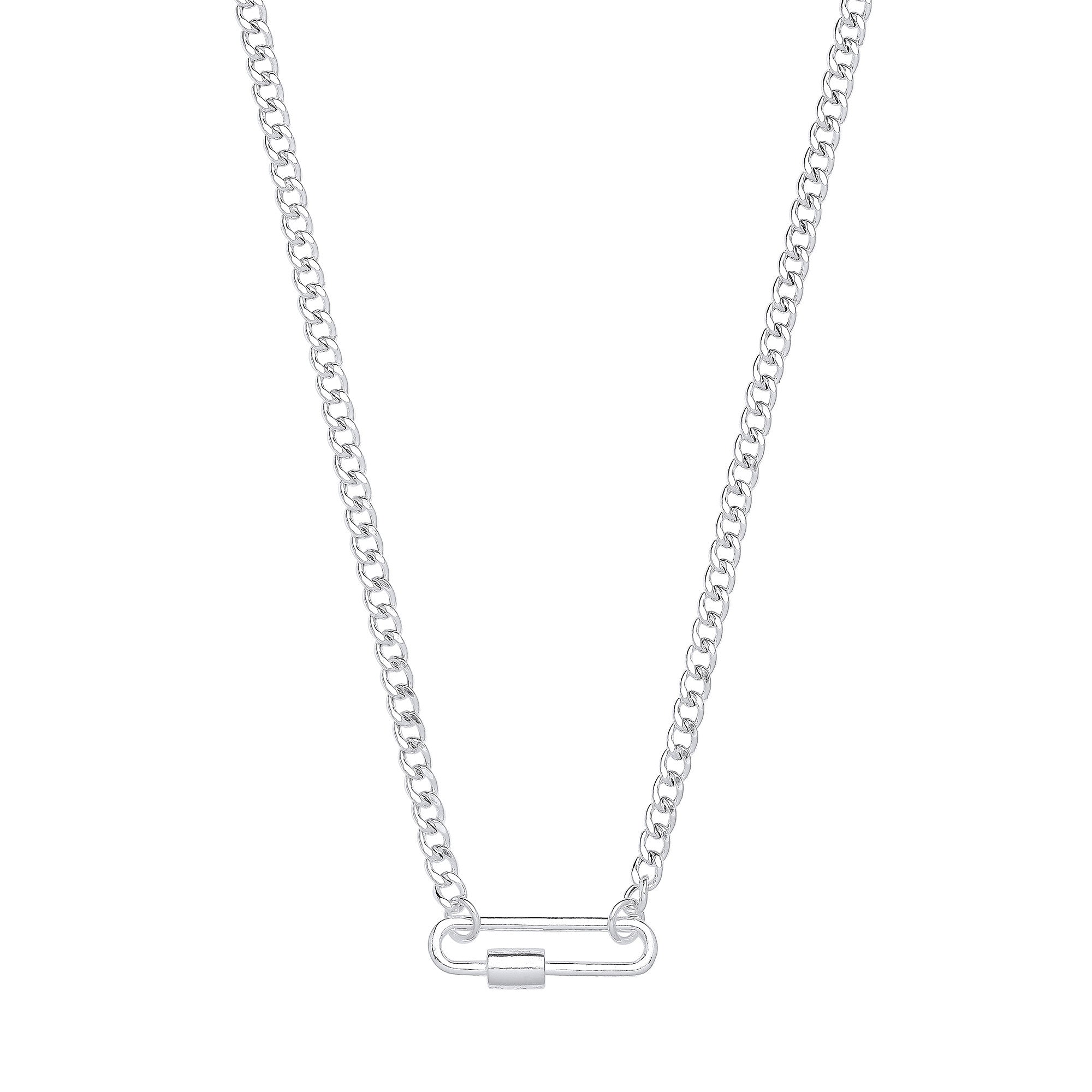 Silver Screw Clasp Paper Clip Necklace/Bracelet - Silver
