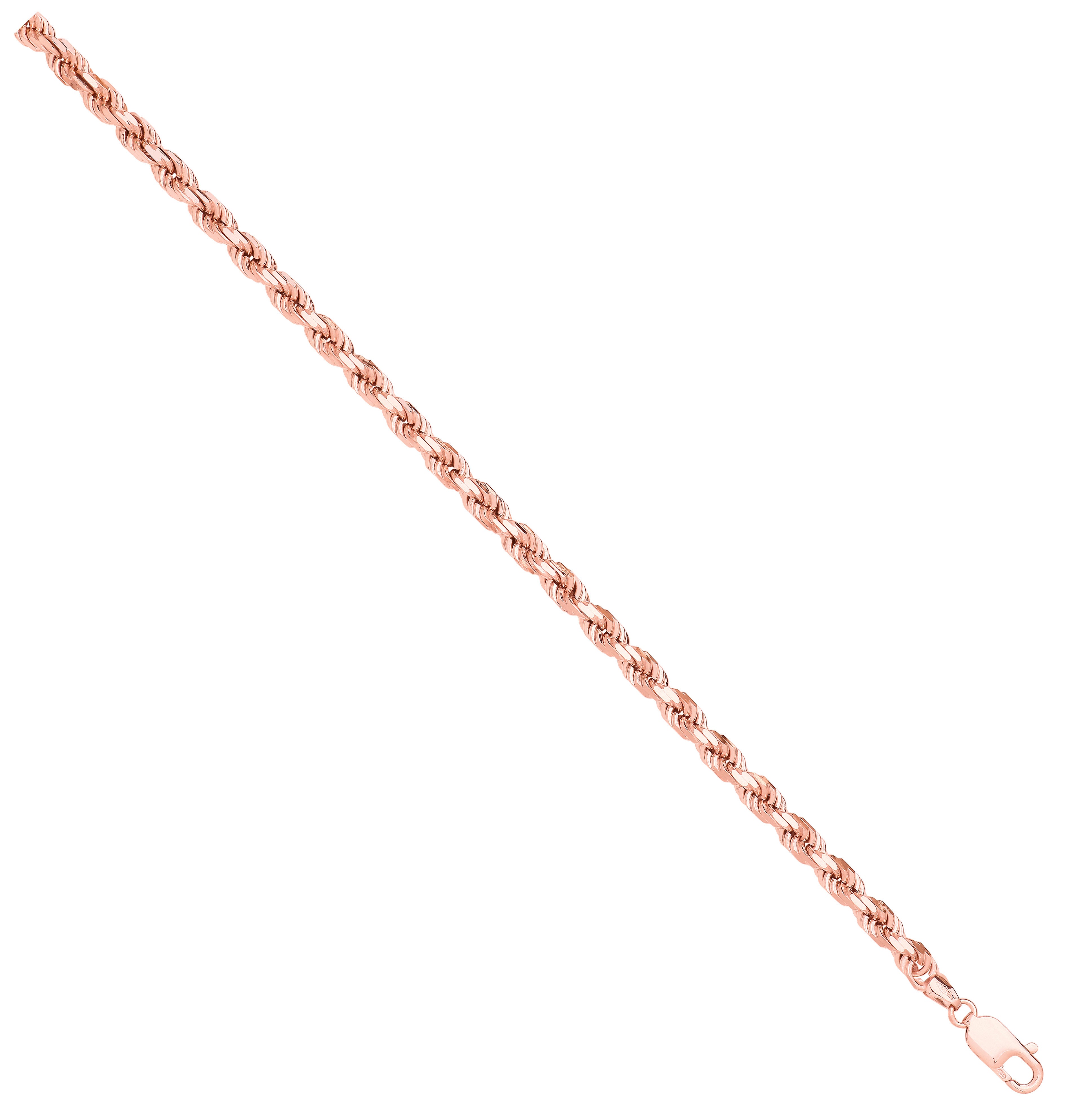 Rose Gold D/C 5.2mm Solid Rope Chain - 9ct Gold