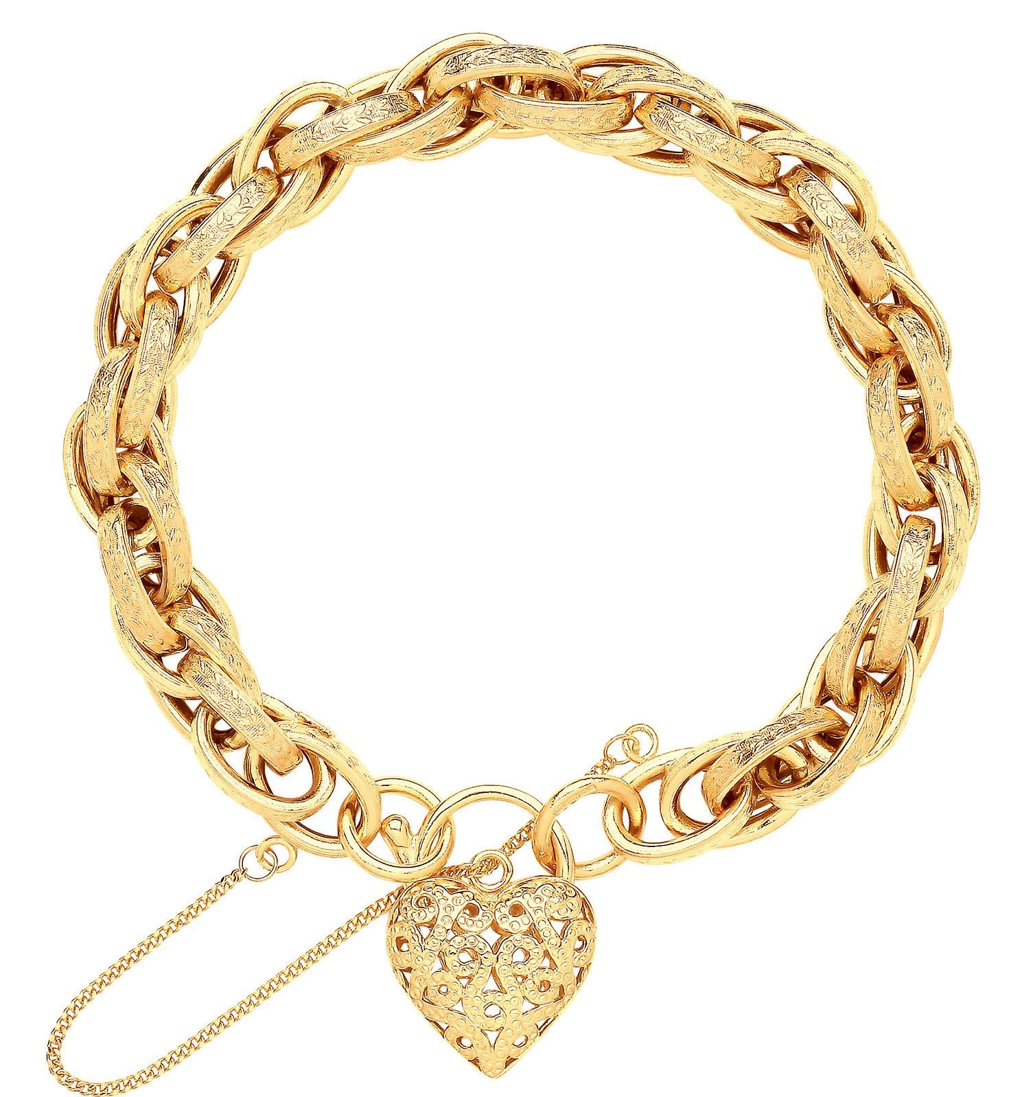 Y/G Prince of Wales Heart Padlock Bracelet