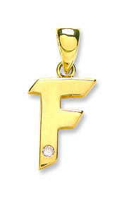 9ct Yellow Gold 0.01ct Diamond F Initial - 9ct Gold