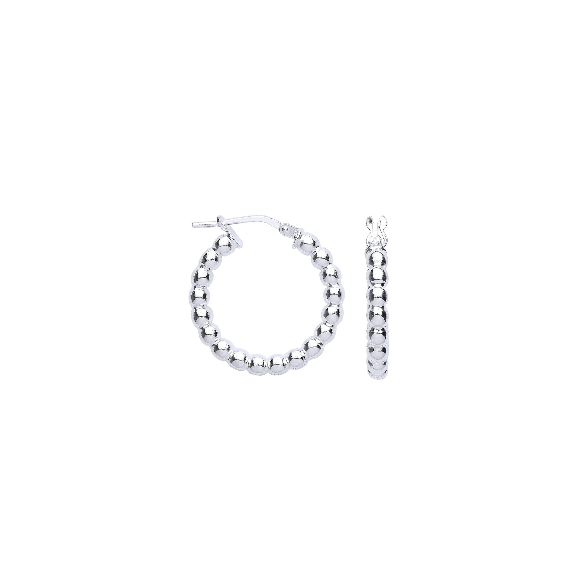 Silver Bead 21mm Hoop Earrings - Silver