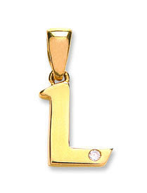 9ct Yellow Gold 0.01ct Diamond L Initial - 9ct Gold