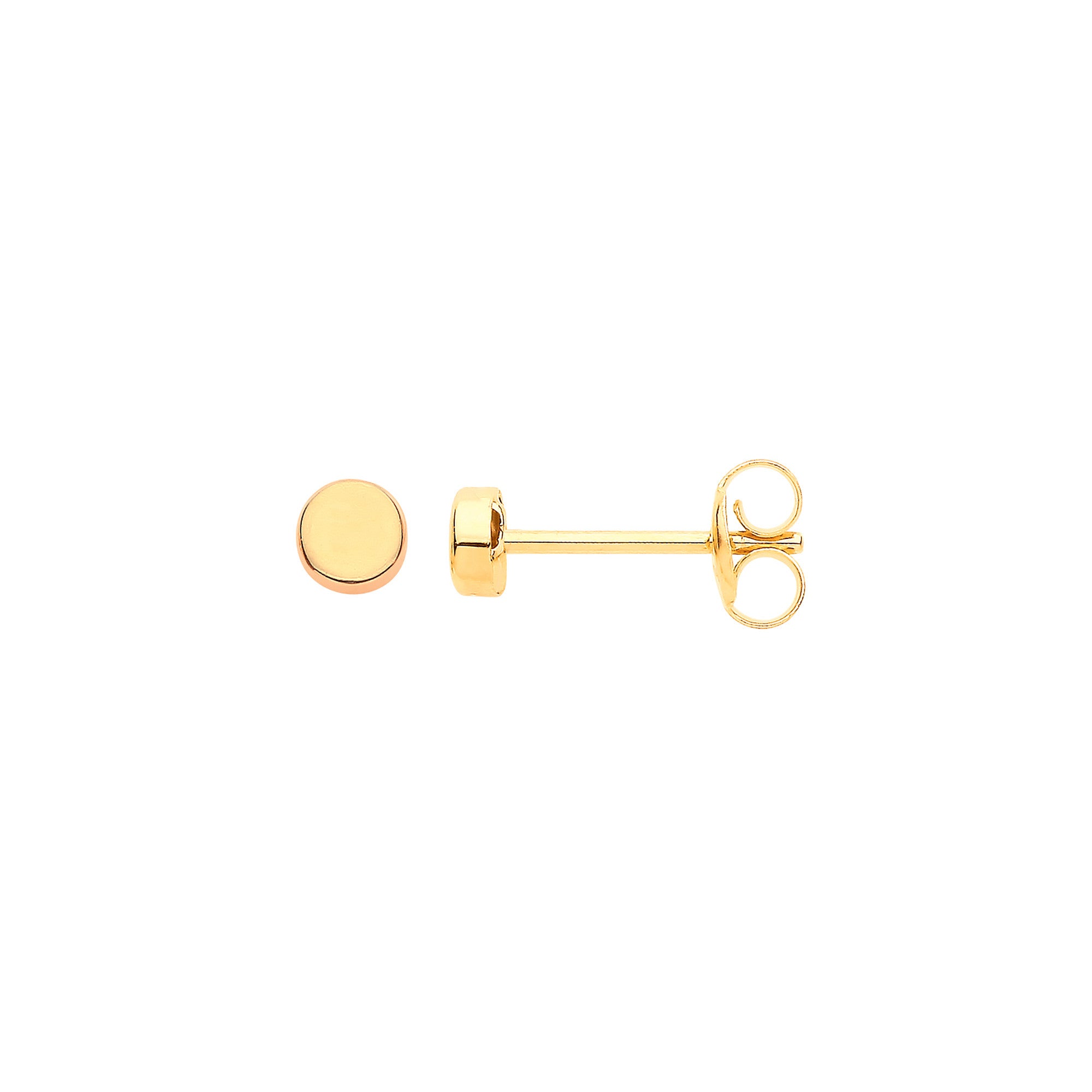 9ct Yellow Gold Plain Round 3.2mm Studs - 9ct Gold