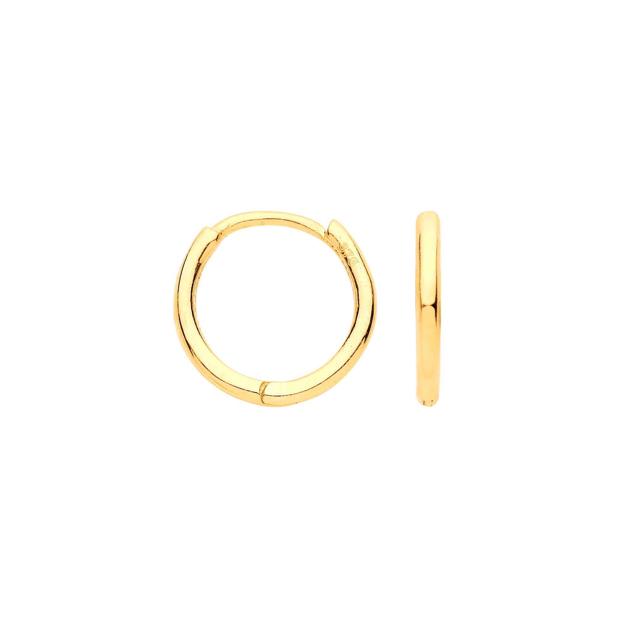 Créoles à charnière simples en or jaune 10 mm - Or 9 carats