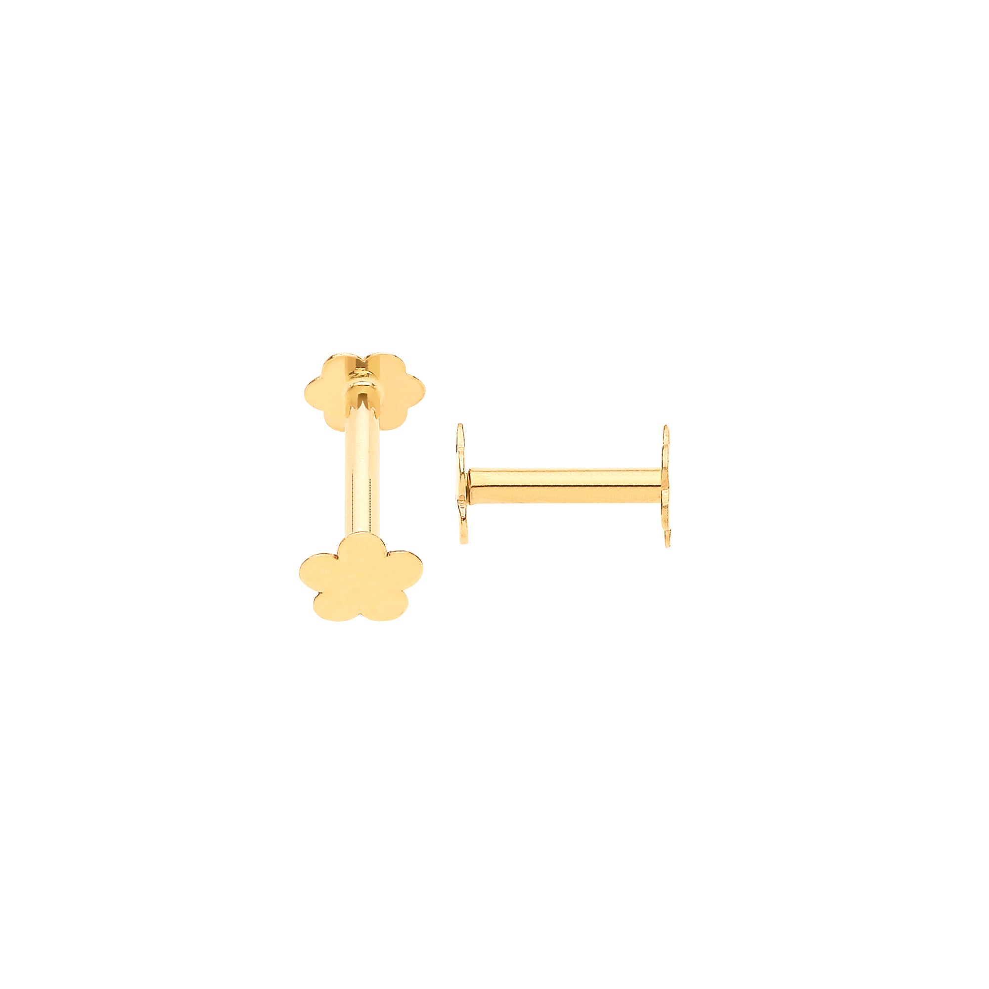 Yellow Gold Flower Screw Ear Cartilage Stud - 9ct Gold