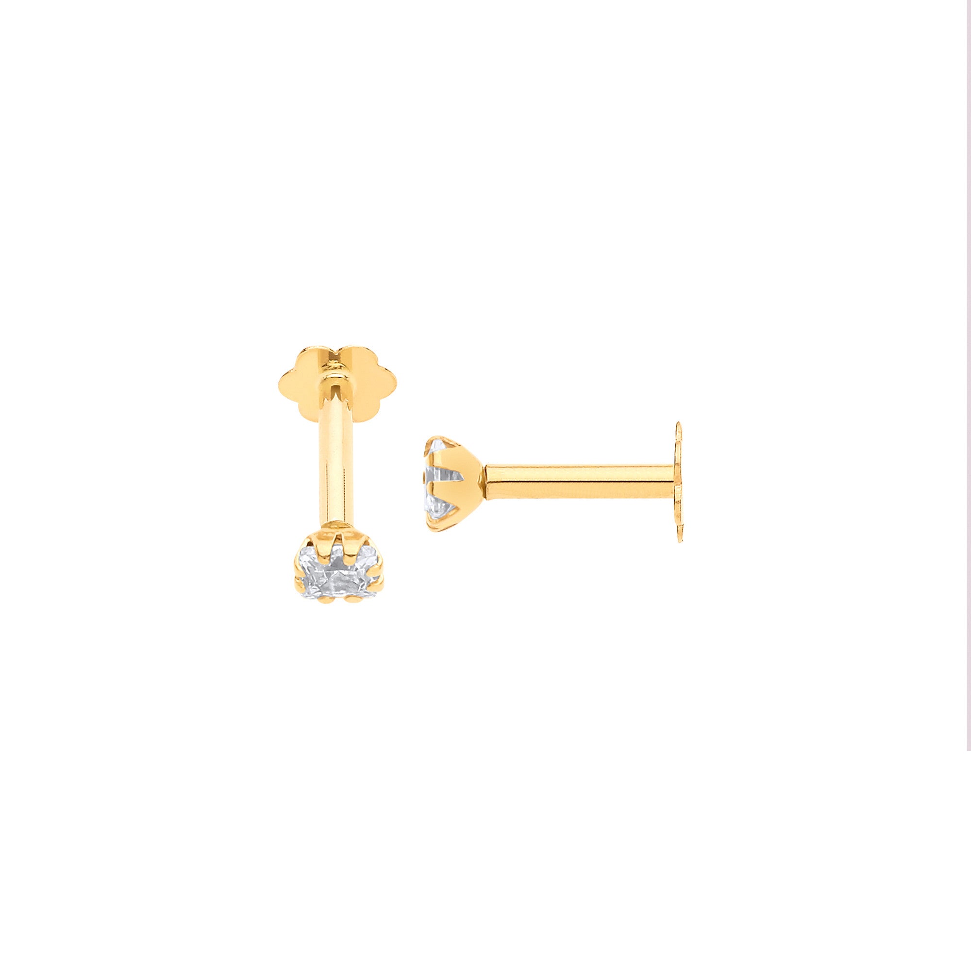 Yellow Gold P/C Cubic Zirconia Ear Cartilage Stud - 9ct Gold