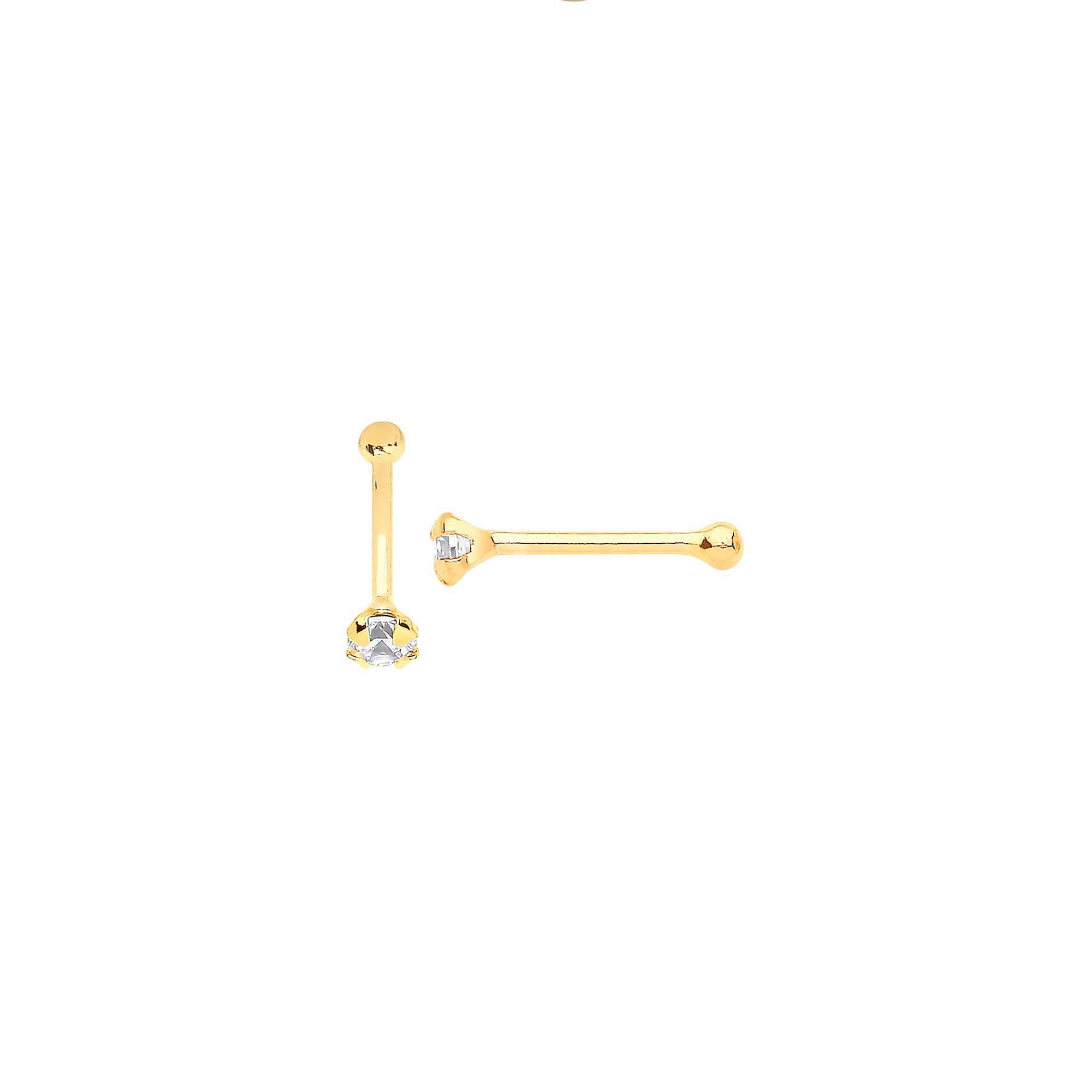9ct Yellow Gold Claw set Cubic Zirconia Nose Pin Stud - 9ct Gold