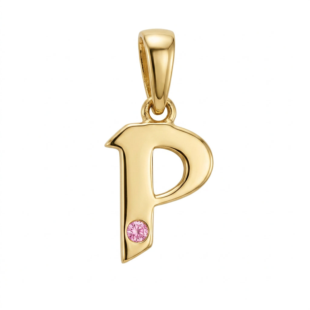 9ct Yellow Gold 0.01ct Diamond P Initial