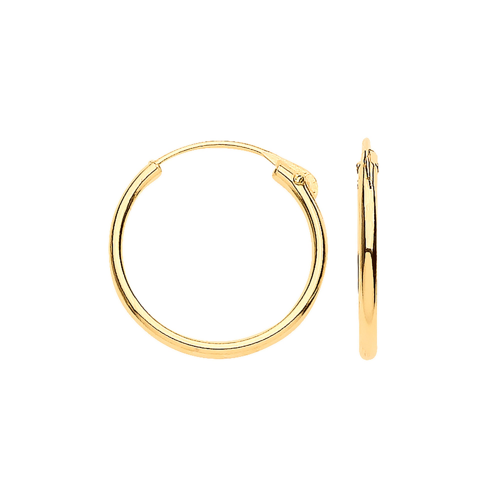 Yellow Gold 10mm Plain Sleepers - 9ct Gold