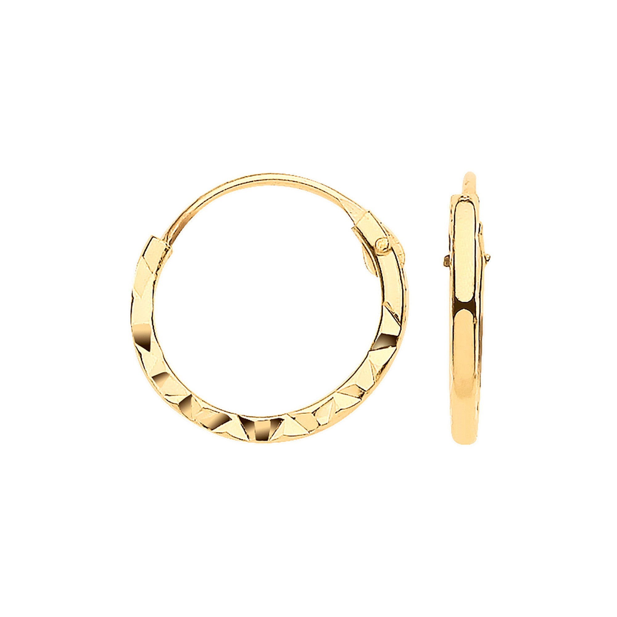 Yellow Gold 10mm D/C Sleepers - 9ct Gold