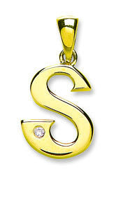 9ct Yellow Gold 0.01ct Diamond S Initial - 9ct Gold