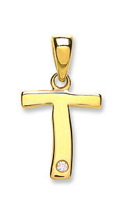 9ct Yellow Gold 0.01ct Diamond T Initial - 9ct Gold