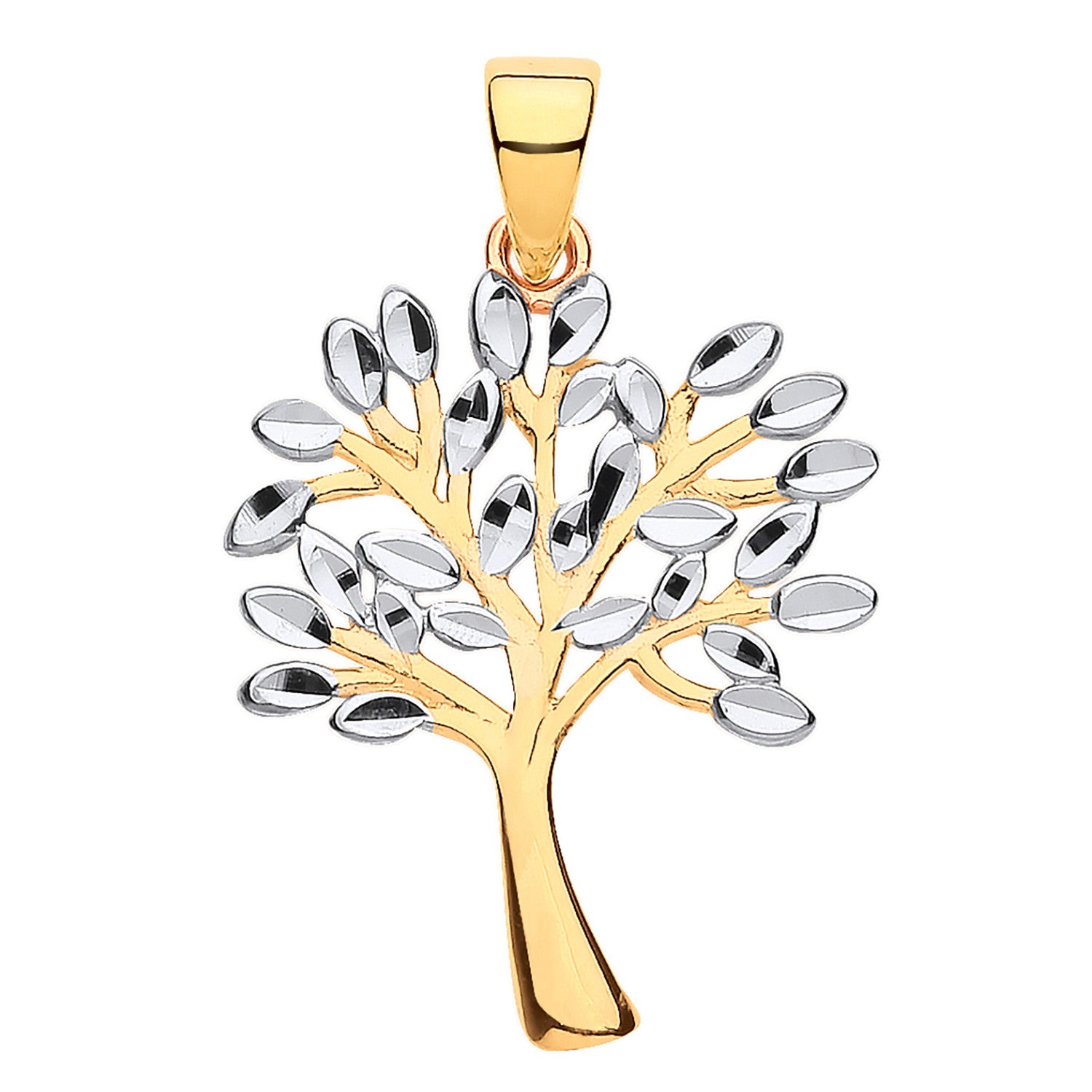 White/Yellow Gold Tree of Life Pendant - 9ct Gold