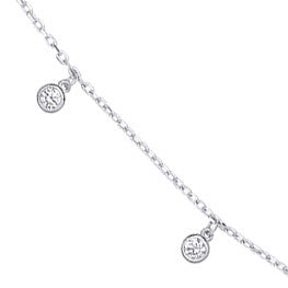 White Gold Dangling Cubic Zirconias Diamond by the Yard 17"Necklace/07" Bracelet