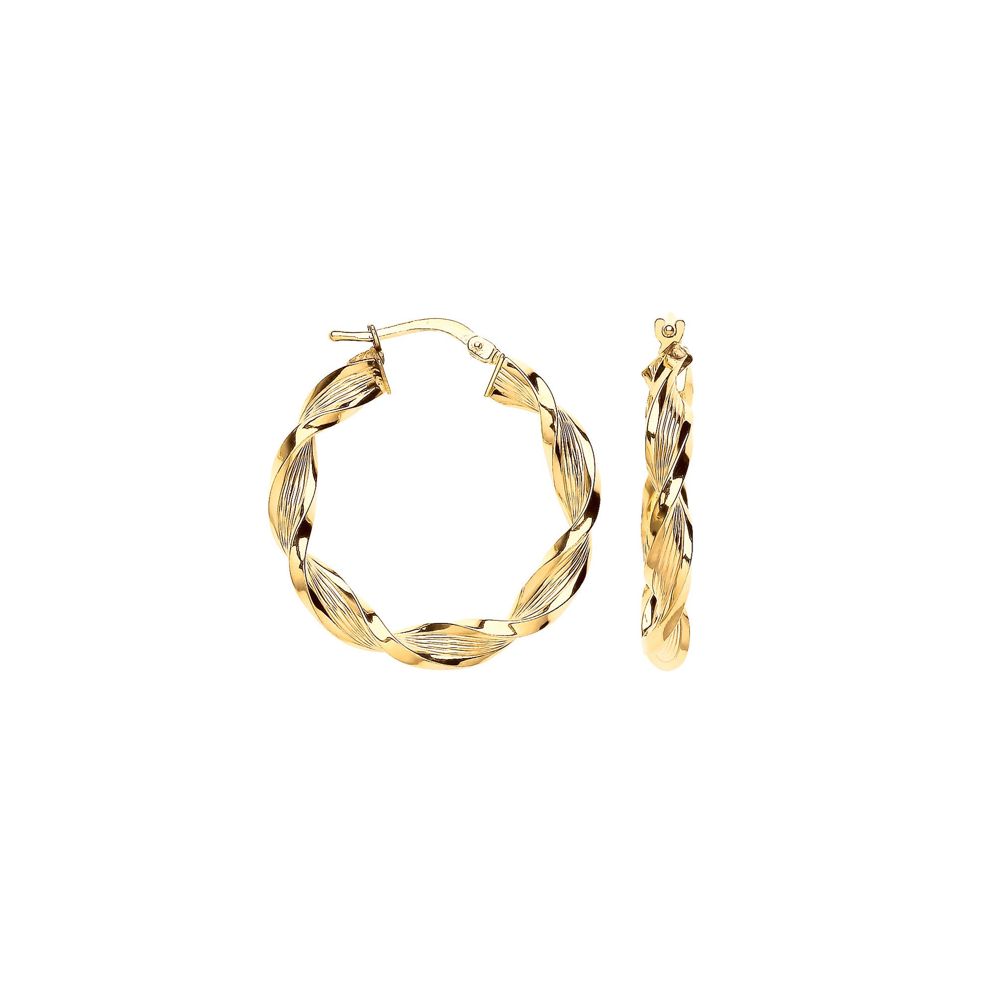 Yellow Gold 29mm Ribbed Twist Hoop Earrings - 9ct Gold