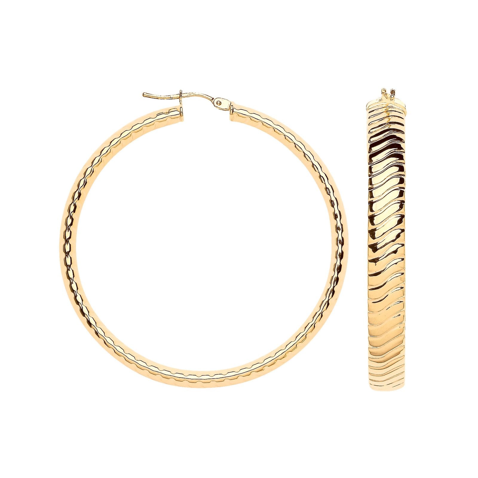 Y/G 46mm Wavy Ribbed Hoop Earrings