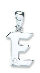 9ct White Gold 0.01ct Diamond E Initial - 9ct Gold