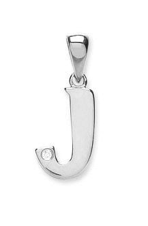 9ct White Gold 0.01ct Diamond J Initial - 9ct Gold