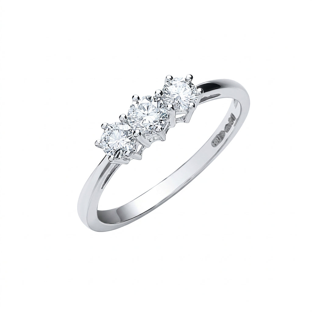 Platinum 0.50ct G/H-VS Brilliant Cut Diamond Trilogy Ring