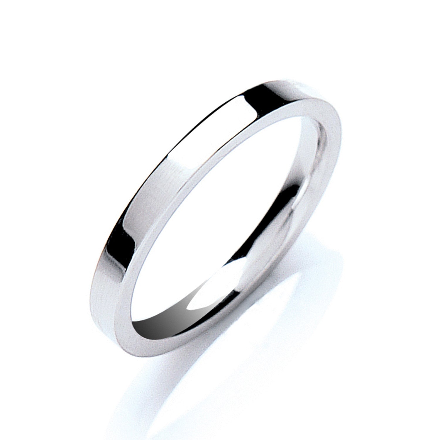 2mm Flat Court Shape Wedding Band - Platinum