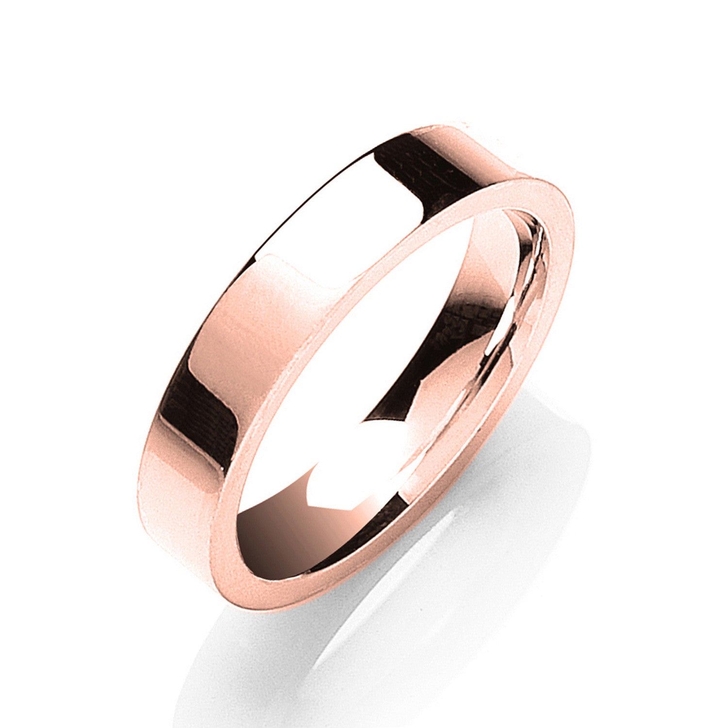 4mm Flat Court Shape Wedding Band - 18ct Gold