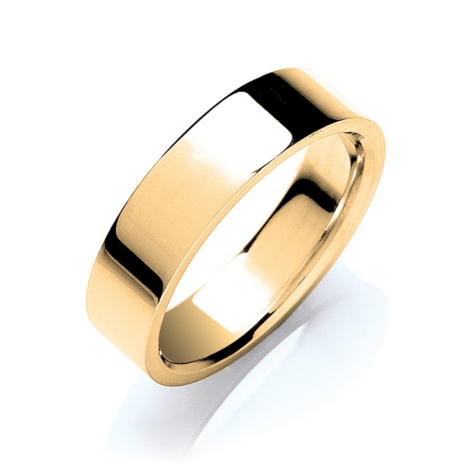 6mm Flat Court Shape Wedding Band - 18ct Gold