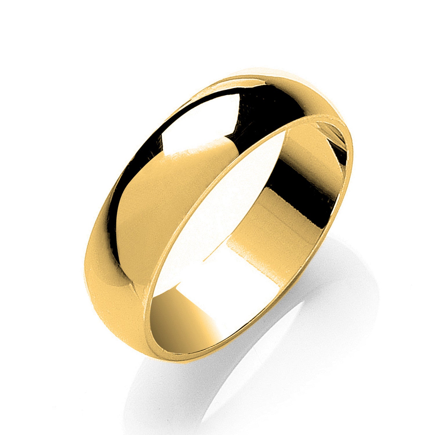 6mm Plain D-Shape Wedding Band - 9ct Gold