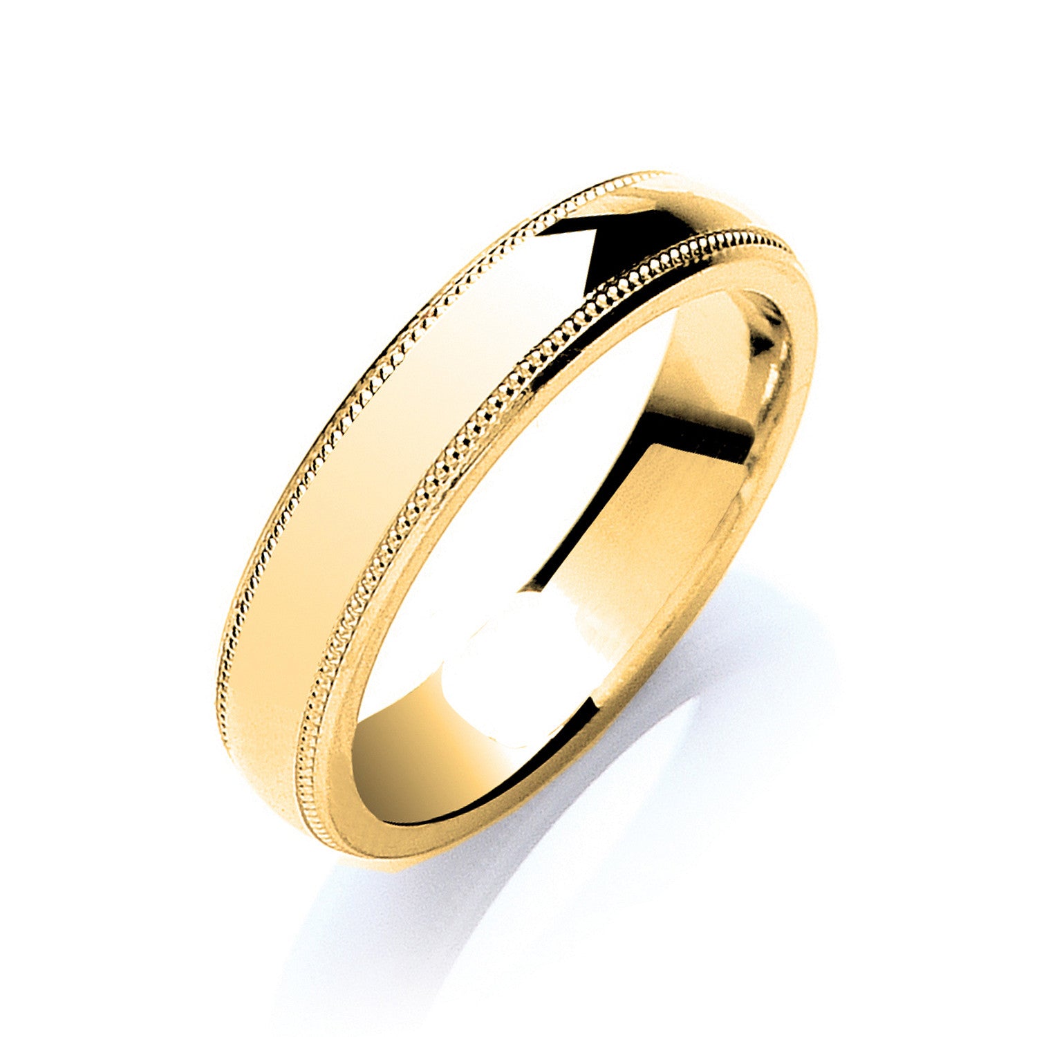 5mm Court Mill Grain Edges Wedding Band - 9ct Gold