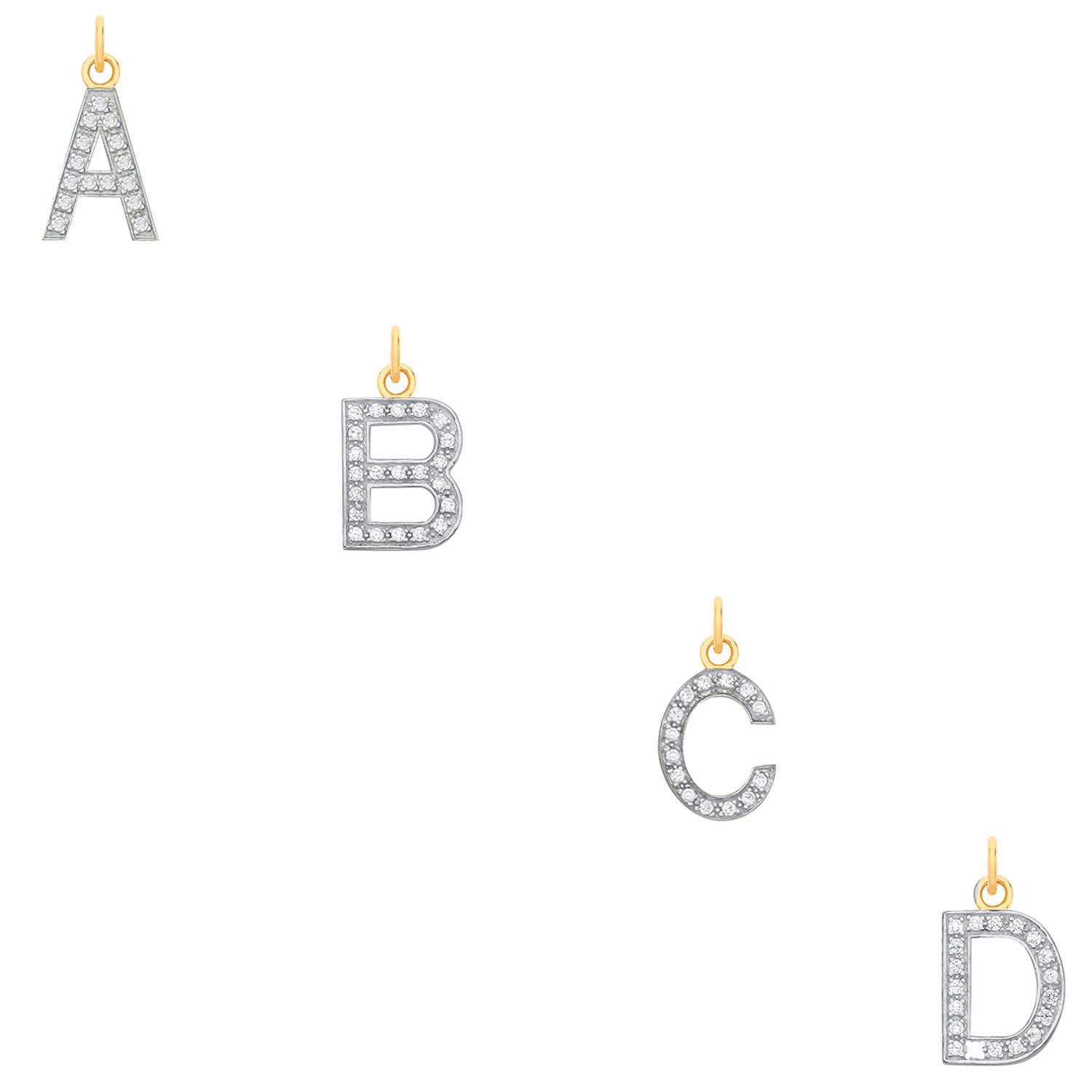 Yellow Gold Medium Cubic Zirconia Initial Pendants - 9ct Gold