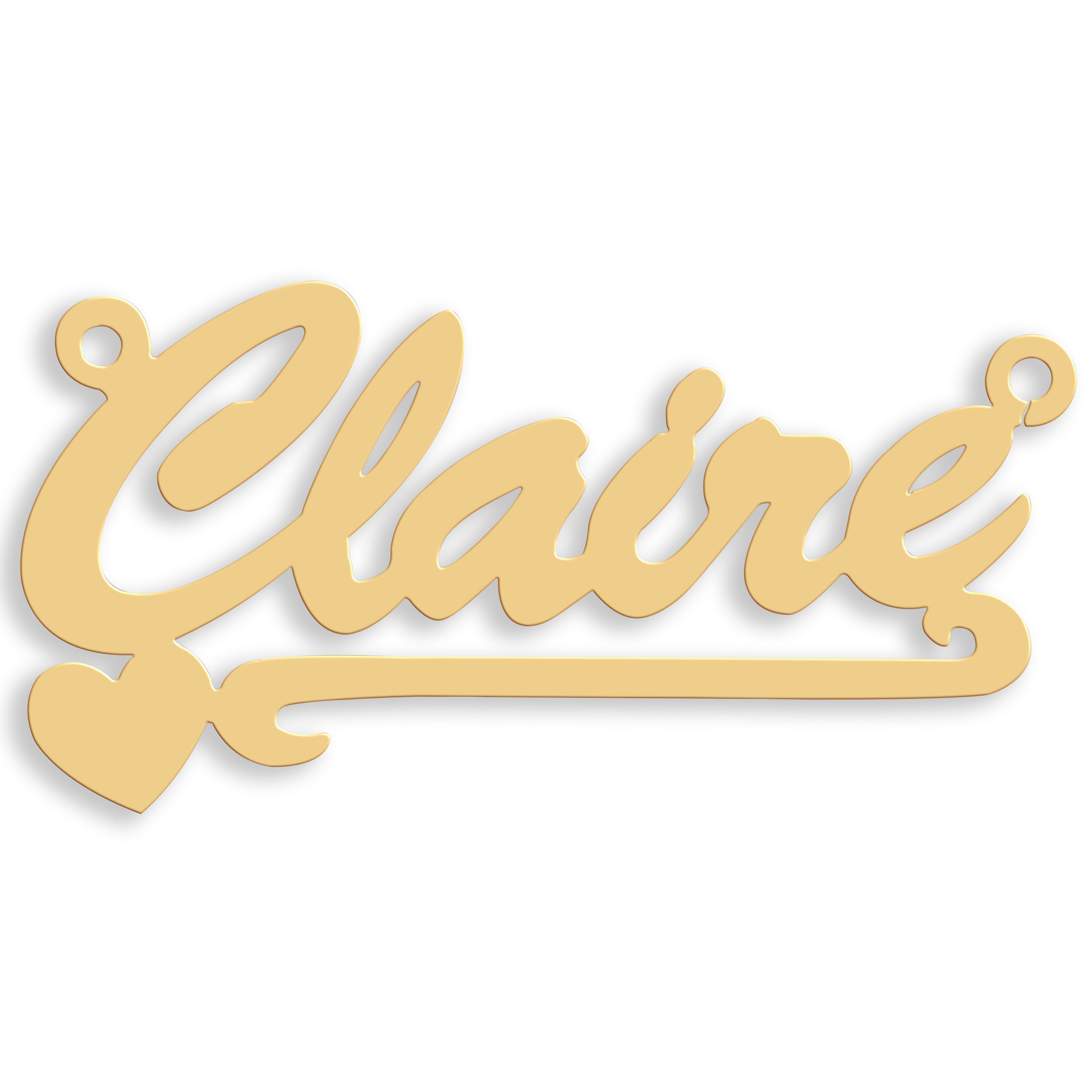 9ct Gold Script Heart Scroll Nameplate - 9ct Gold