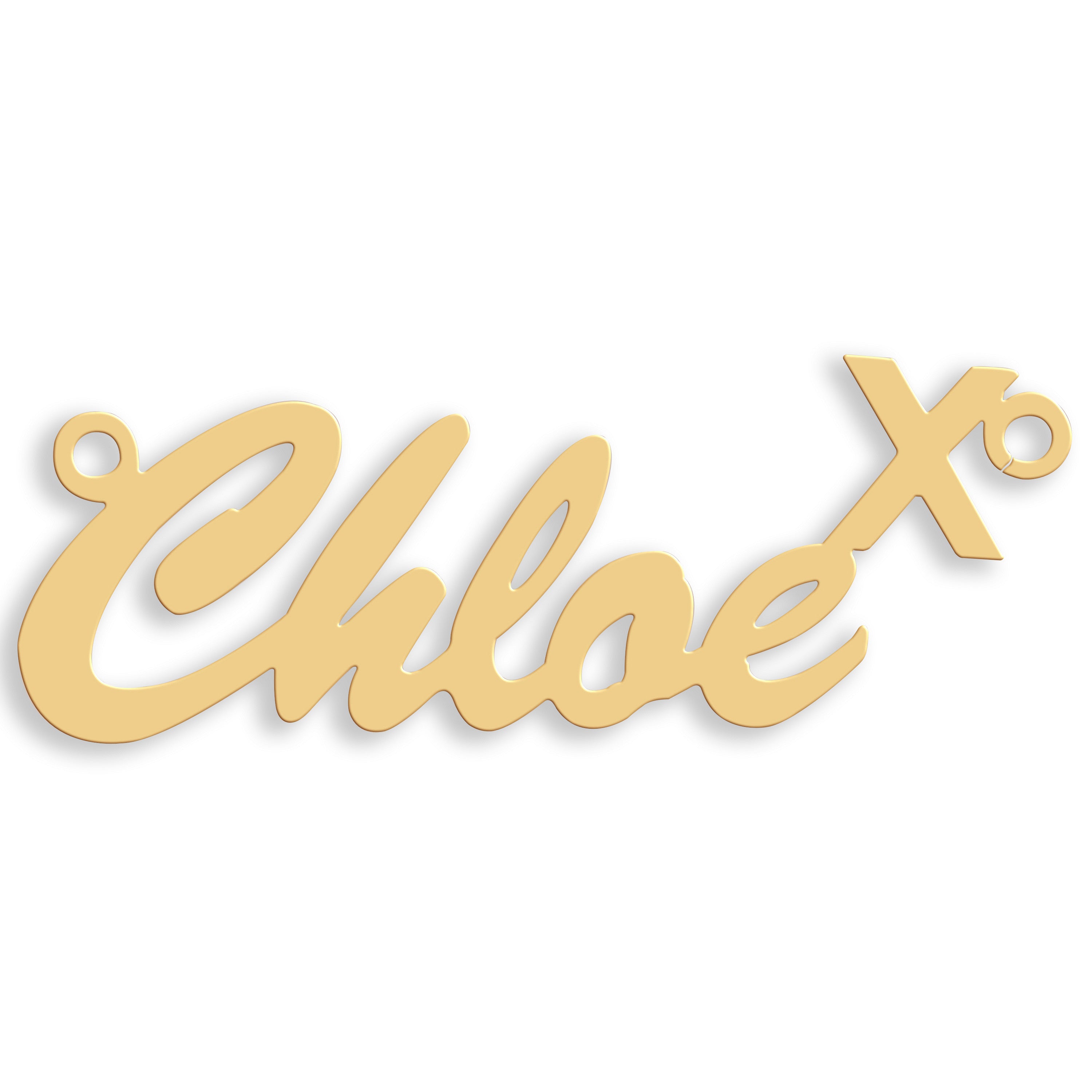 9ct Gold Script Kiss Nameplate - 9ct Gold