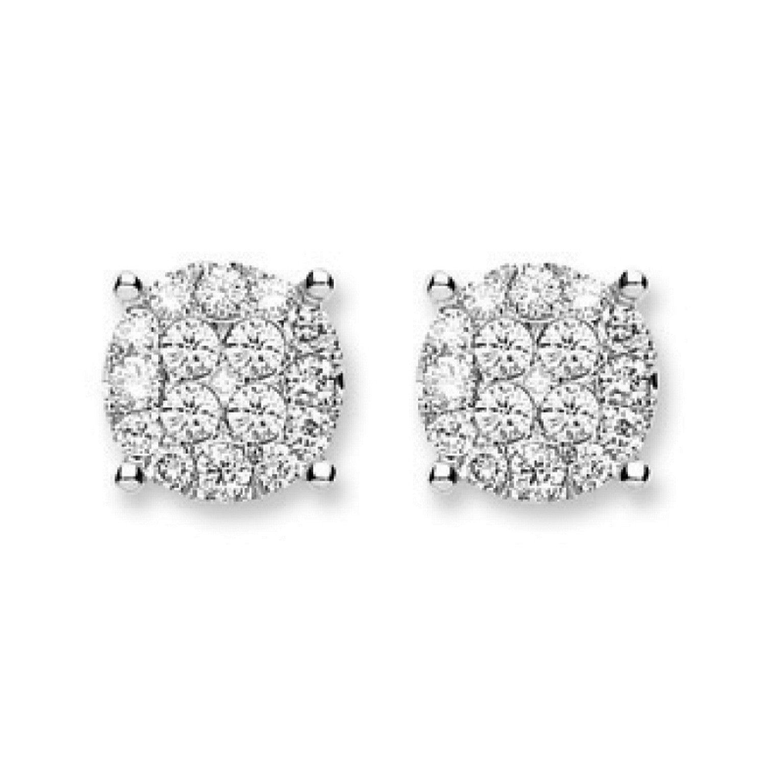 18ct White Gold 0.50ct Cluster Diamond Studs - 18ct Gold