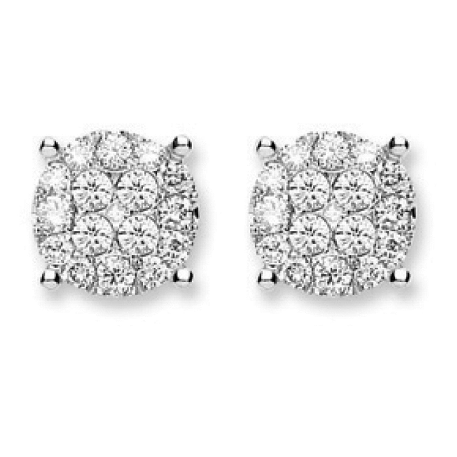 18ct White Gold Cluster 0.75ct Diamond Studs - 18ct Gold