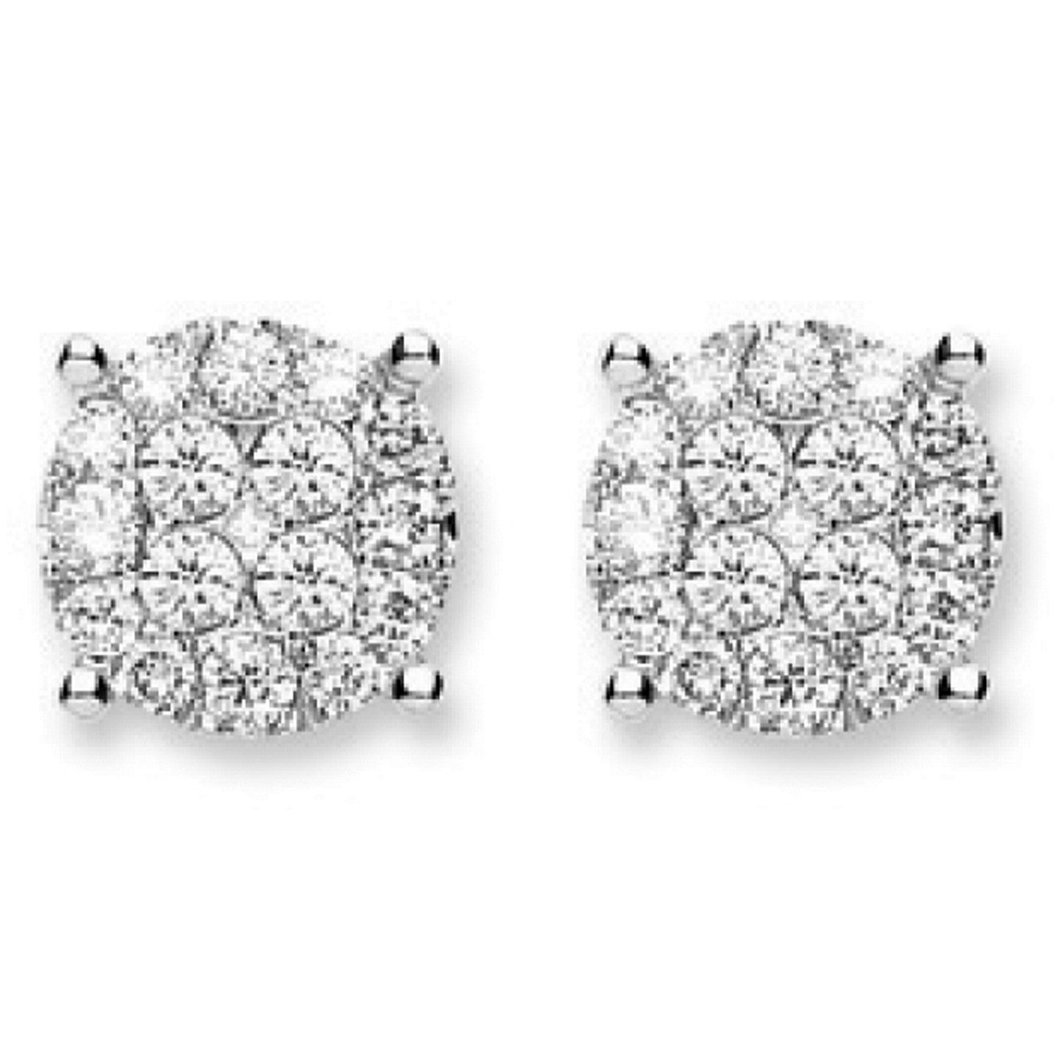 18Ct White Gold 1.00ct Cluster Diamond Studs - 18ct Gold