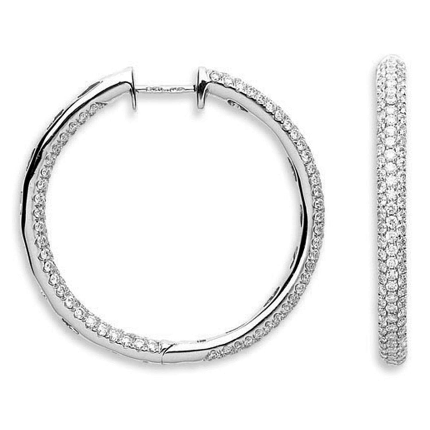 18Ct White Gold 2.30ct Diamond Hoop Earrings - 18ct Gold