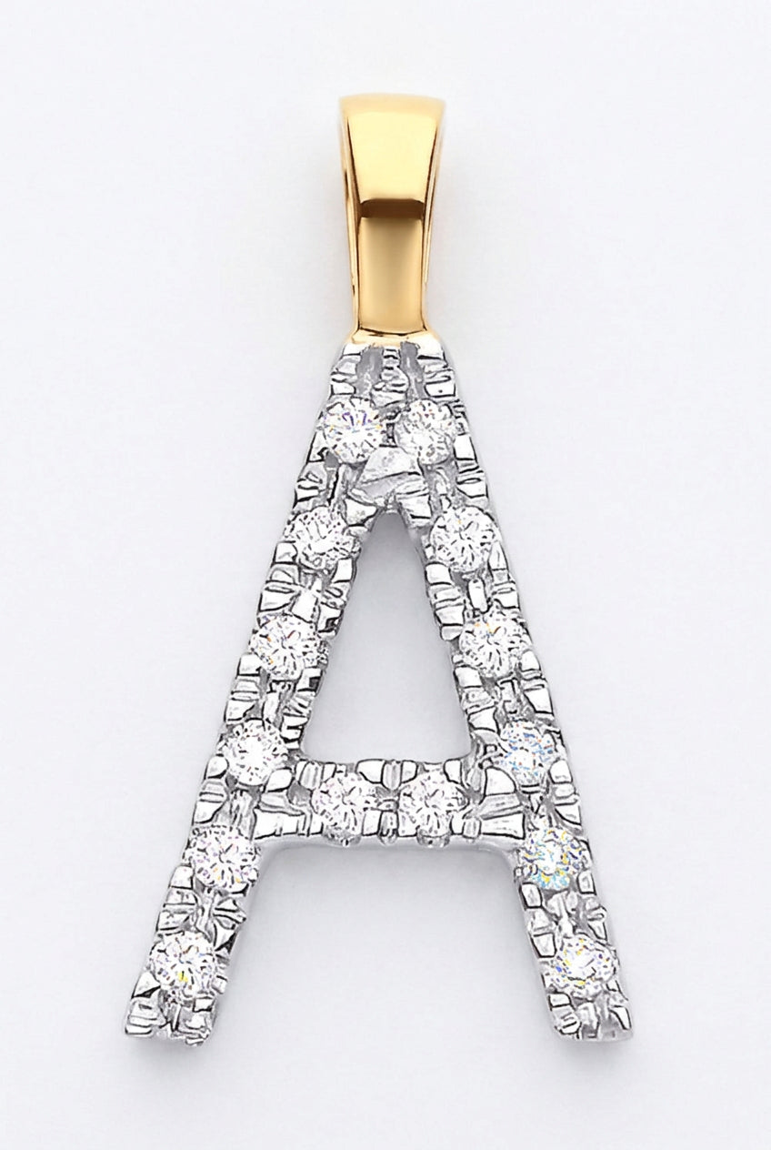 9ct Yellow Gold 0.05ct Diamond A Initial