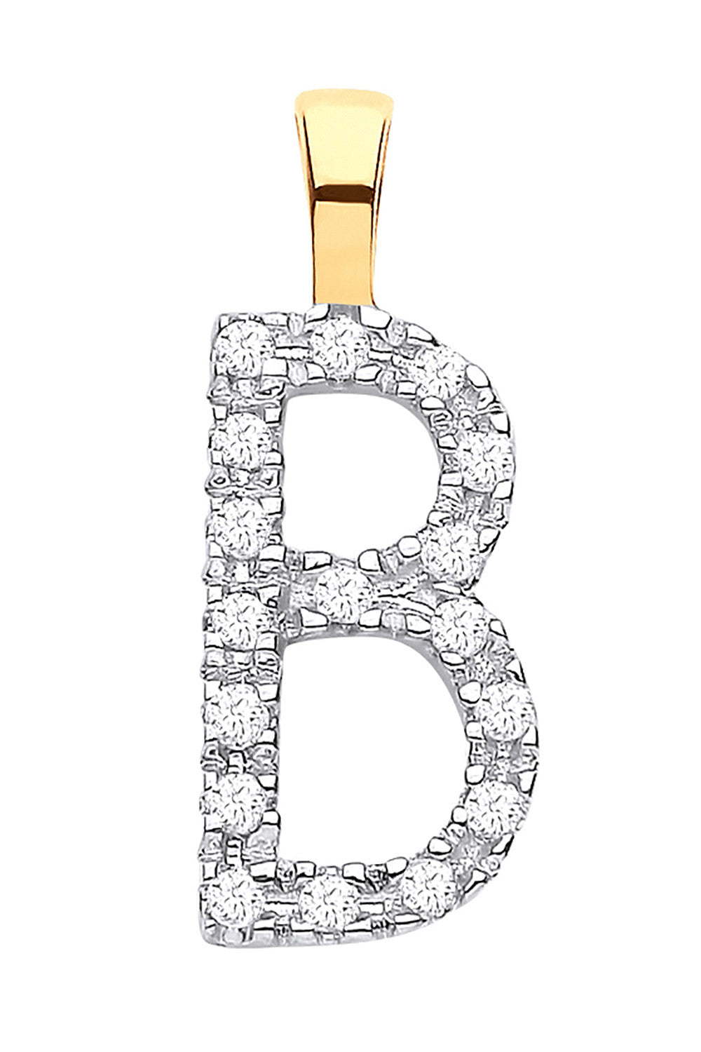 9ct Yellow Gold 0.06ct Diamond B Initial - 9ct Gold