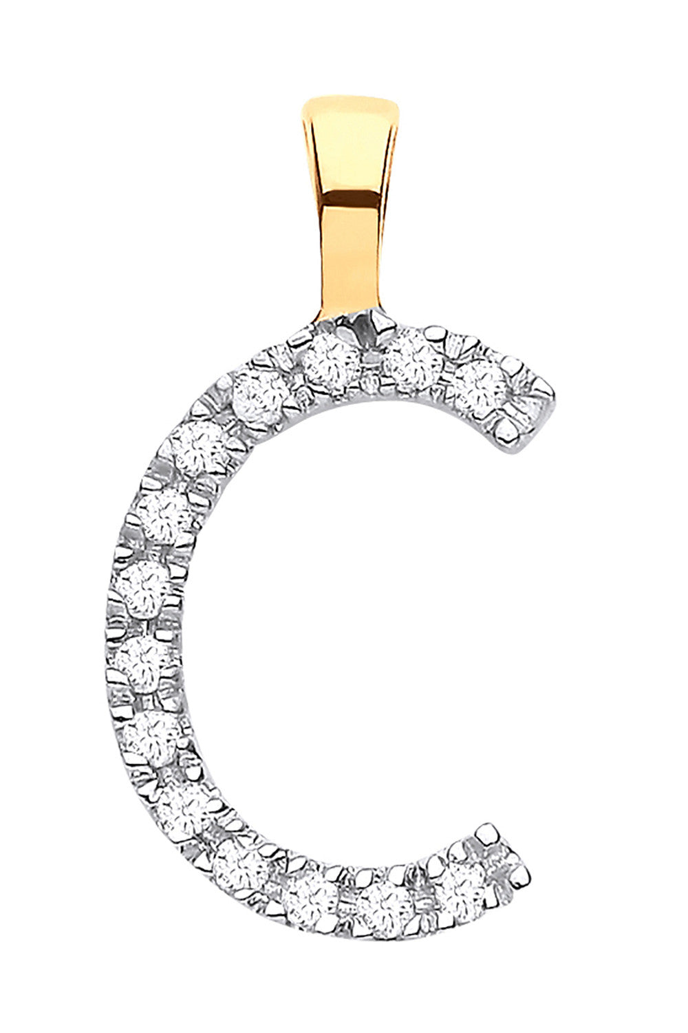 9ct Yellow Gold 0.05ct Diamond C Initial - 9ct Gold
