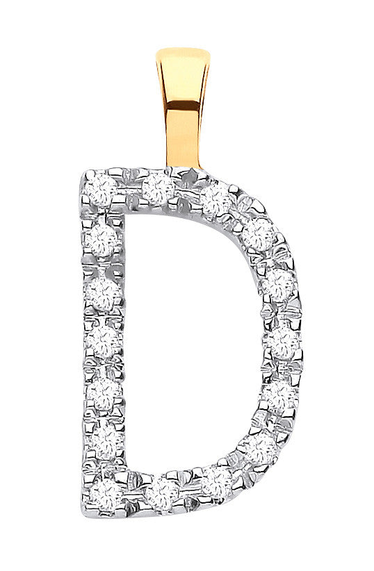 9ct Yellow Gold 0.05ct Diamond D Initial - 9ct Gold